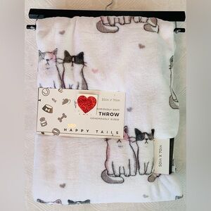 Happy Tails Cat Hearts Valentine Throw Blanket